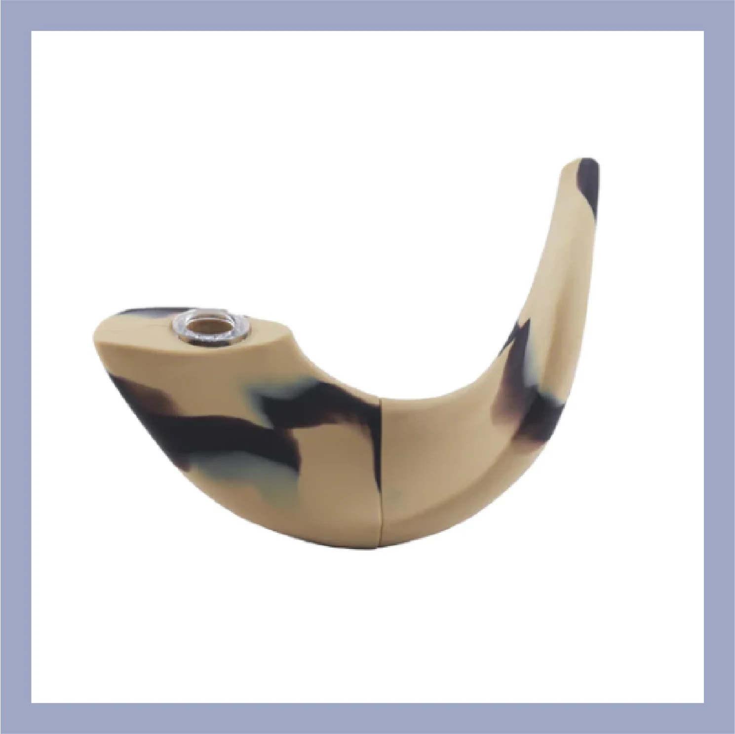 This silicone-based pipe resembles a traditional Shofar. Color wise, this tan with black markings device also has a glass bowl for your favorite herb and can help everyone blow into some Higher Celebrations! Add the Hanukkah One Hitter Greeting Card from Kush Kards for a little extra gift!